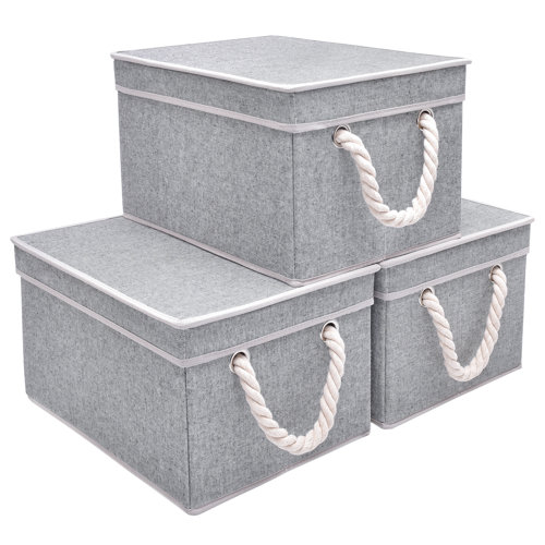Breakwater Bay Storage Bins with Lid and Cotton Rope Handles, Foldable